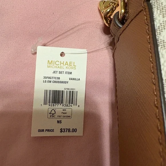 Michael Kors White and Brown Crossbody Bag with Gold-Tone Hardware - Picture 3 of 10